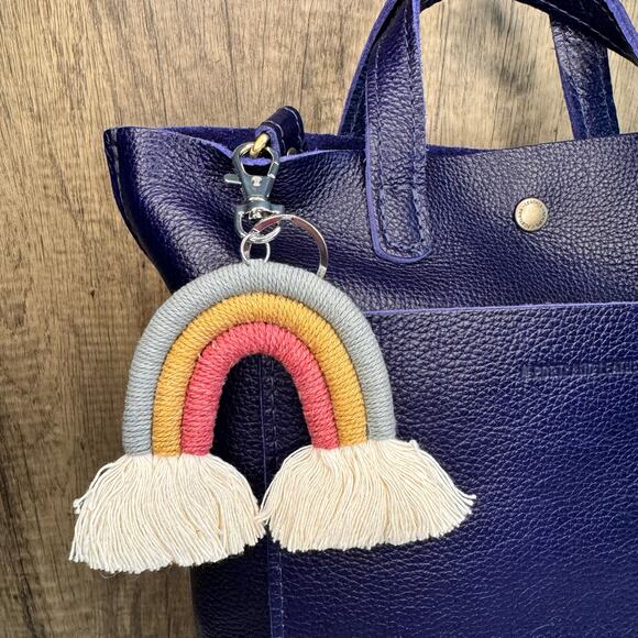 Macrame Rainbow Purse Charm Macrame Keychain NeW FAST SHIP Bag Flair - Picture 3 of 3